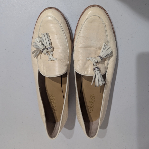 Ralph Lauren Brindy Snakeskin  loafer - cream - size 7.5B *minor imperfection - Picture 8 of 13